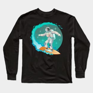 Surfer astronaut on space gift Long Sleeve T-Shirt